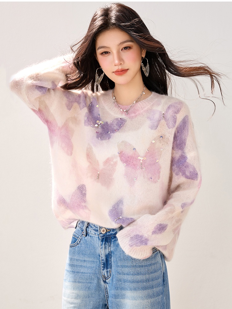 Autumn and winter butterfly sweater for women