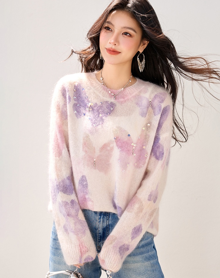 Autumn and winter butterfly sweater for women