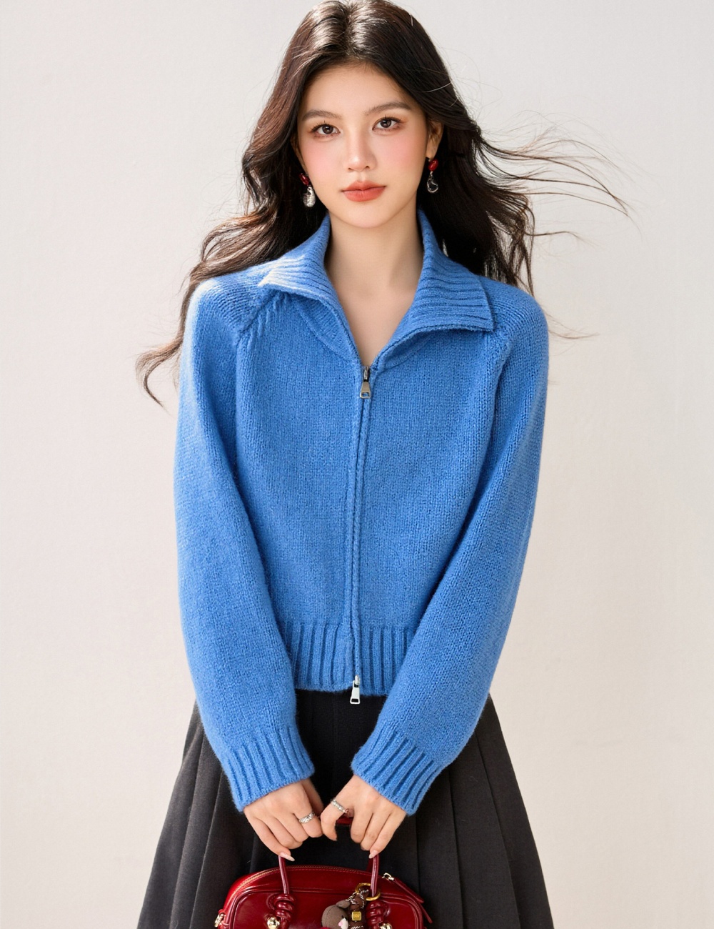 Thick lapel short cardigan knitted autumn Korean style coat