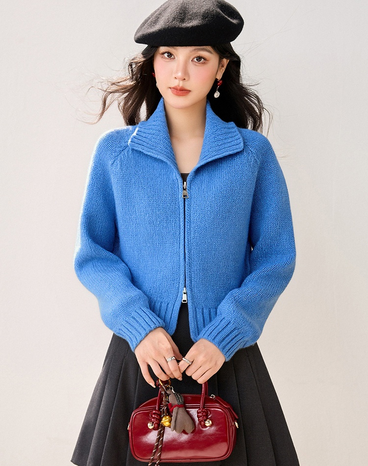 Thick lapel short cardigan knitted autumn Korean style coat
