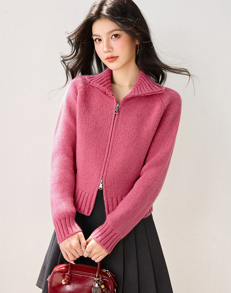 Thick lapel short cardigan knitted autumn Korean style coat