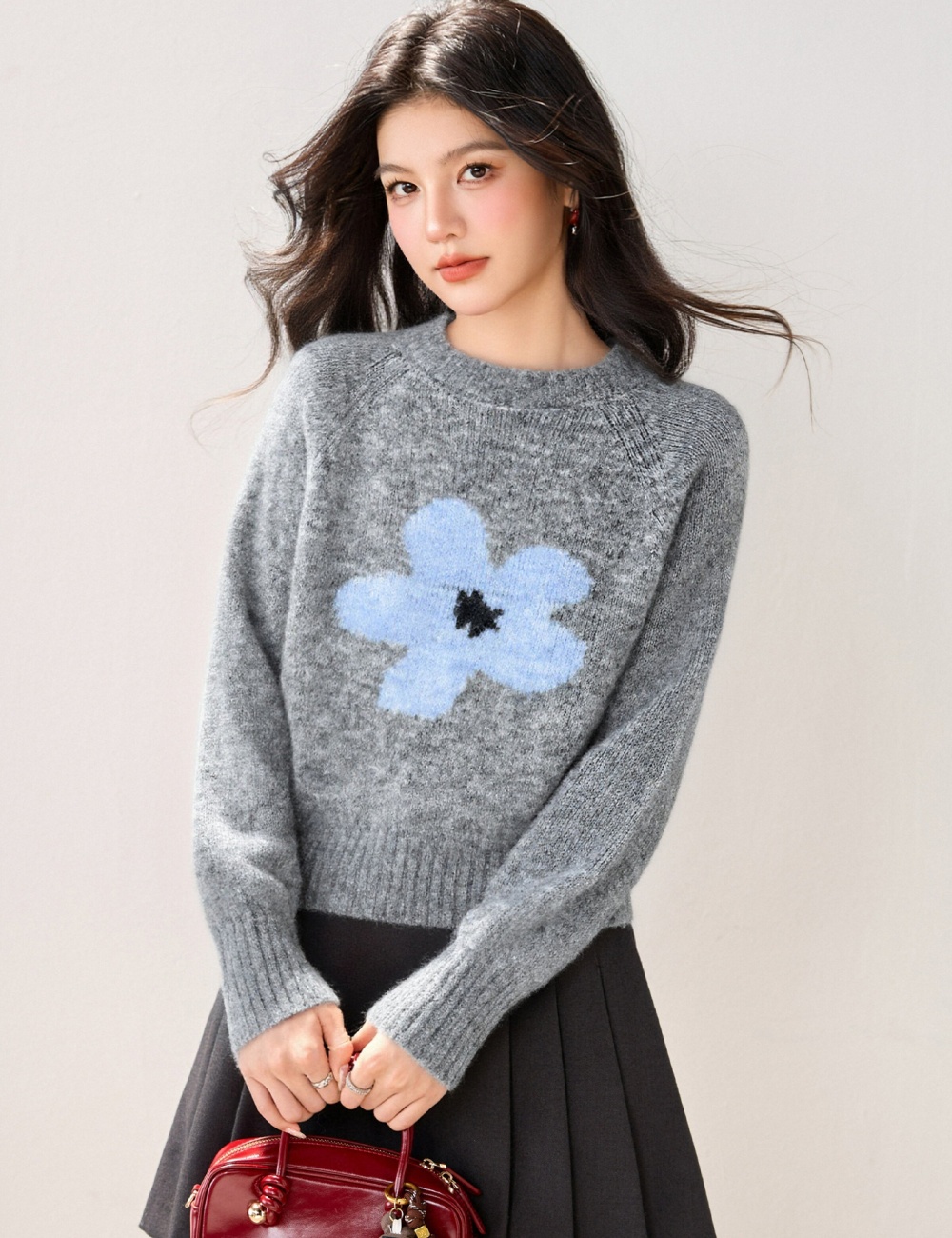 Pullover loose sweater flowers Western style tops for women