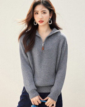 Show young half zip tops hooded all-match sweater