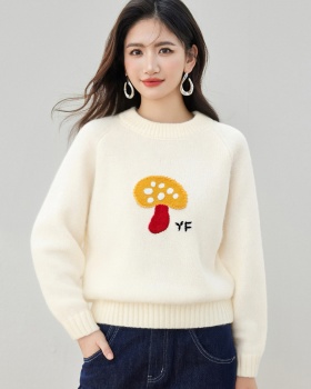 Round neck knitted show young sweater