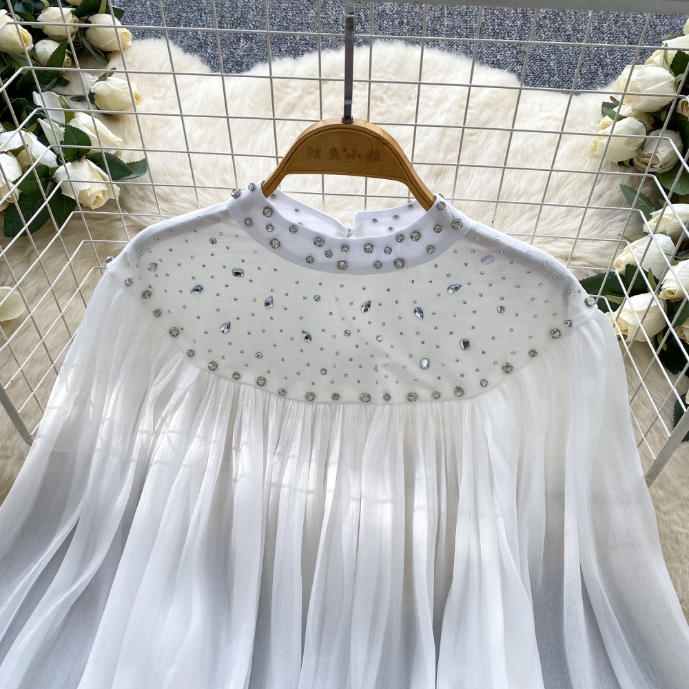 Rhinestone tassels tops niche loose shirt for women