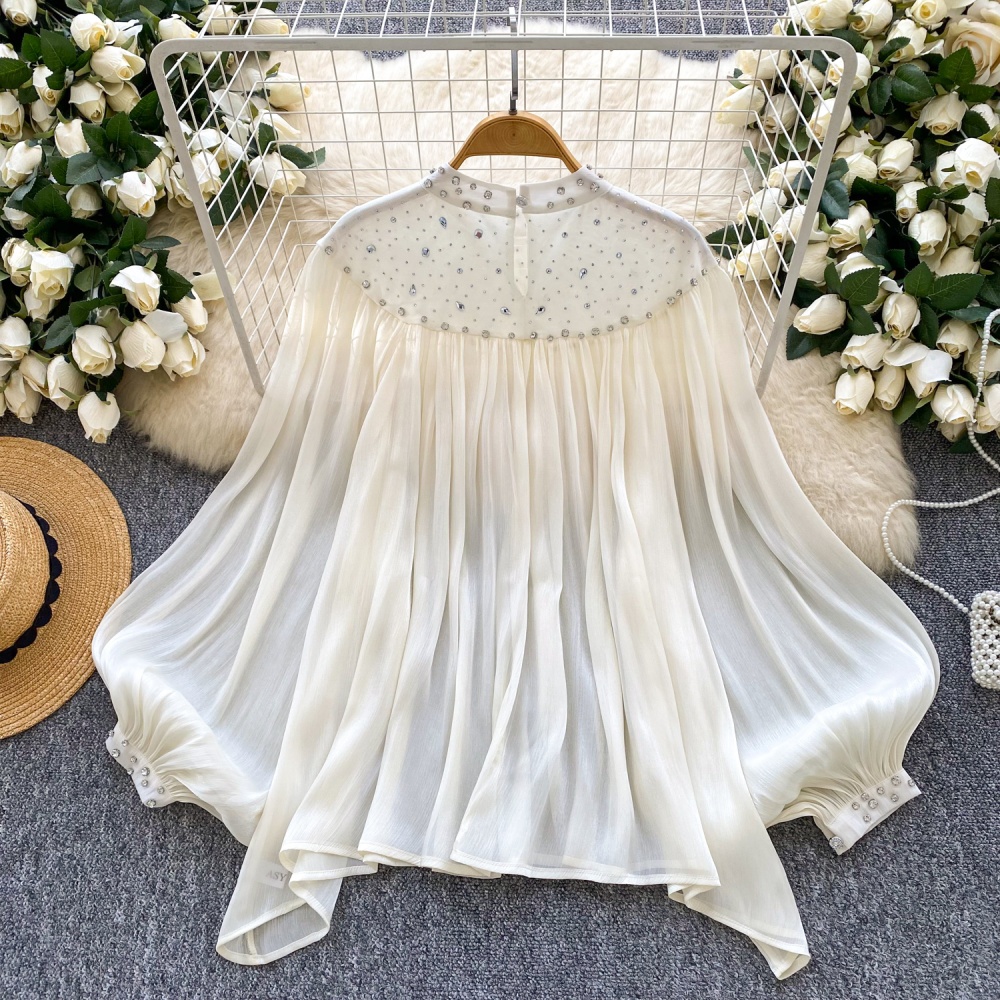 Rhinestone tassels tops niche loose shirt for women