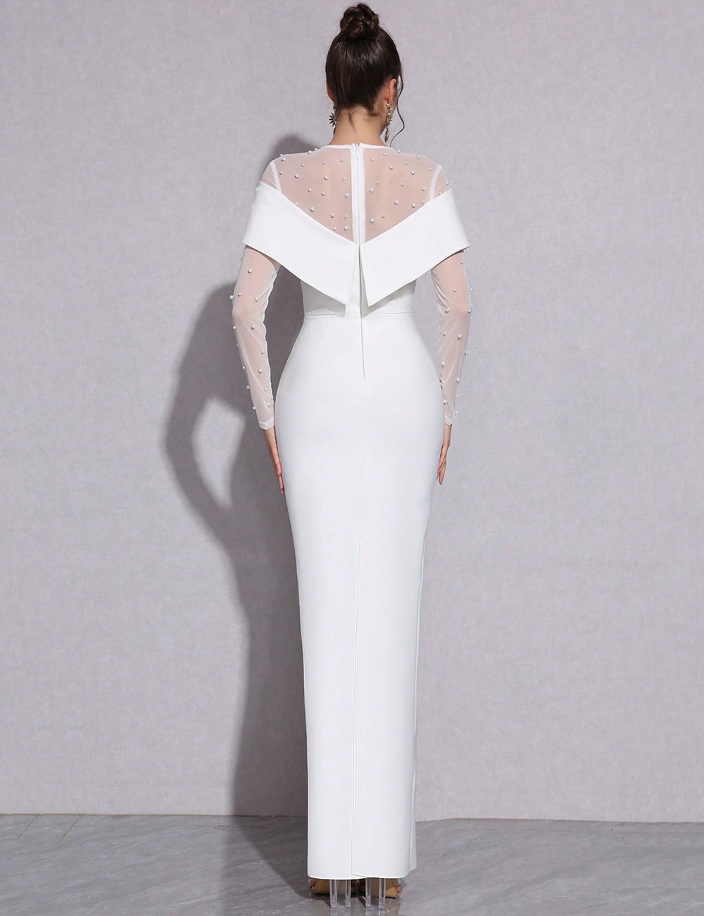 Knitted gauze dress splice banquet long dress for women