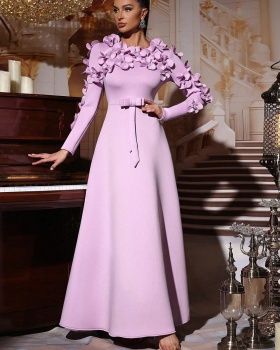 Slim elegant long dress stereoscopic formal dress for women