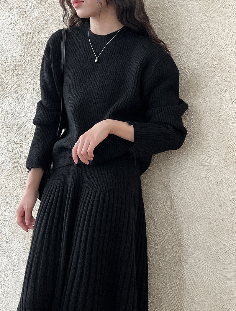 High waist sweater skirt a set for women