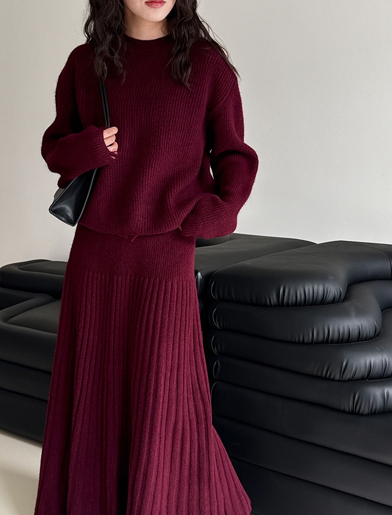 High waist sweater skirt a set for women