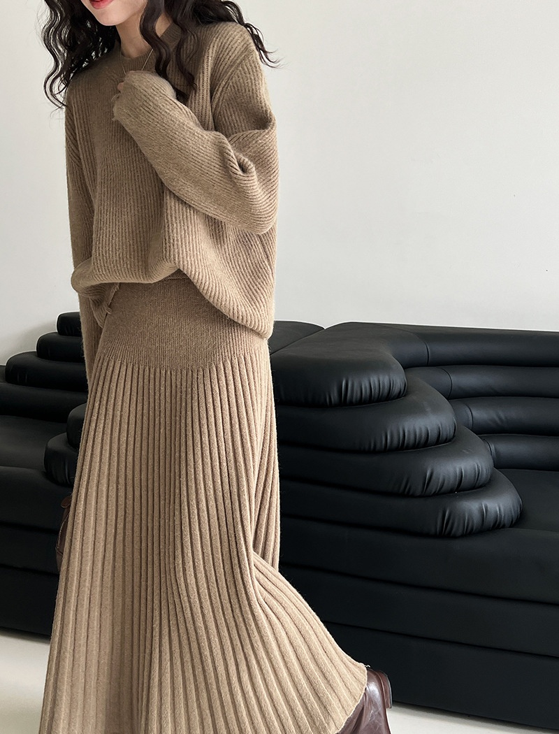 High waist sweater skirt a set for women