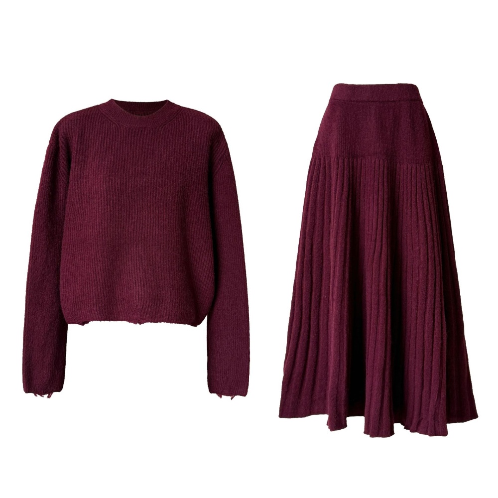 High waist sweater skirt a set for women