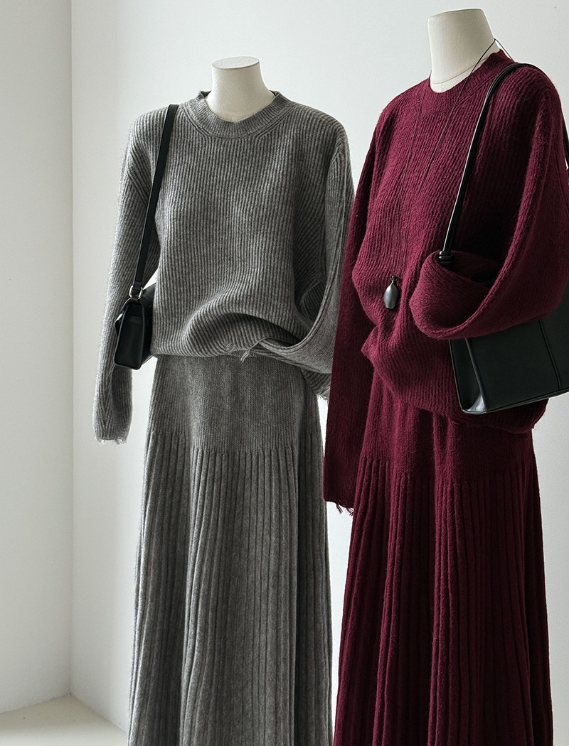 High waist sweater skirt a set for women