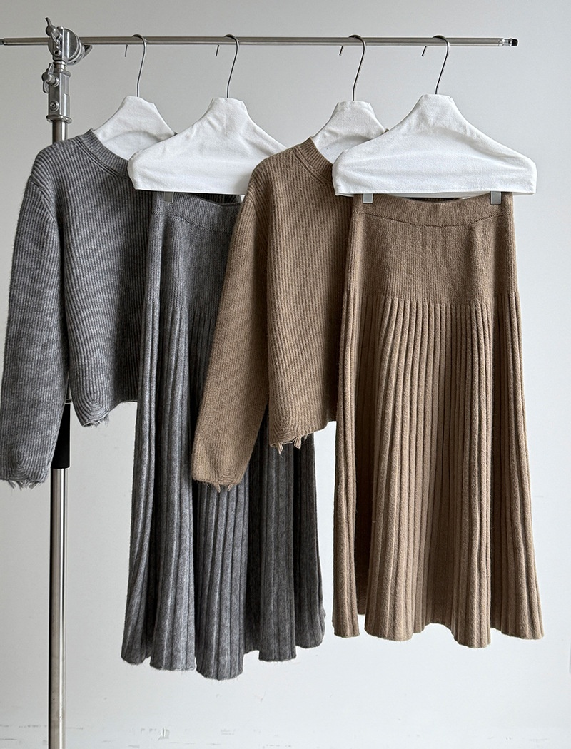 High waist sweater skirt a set for women
