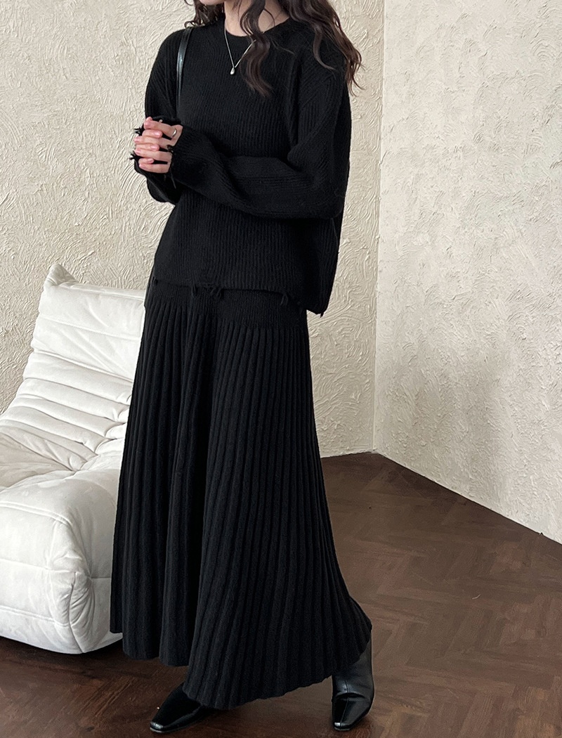 High waist sweater skirt a set for women