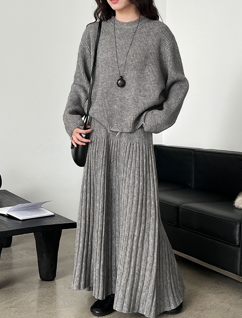 High waist sweater skirt a set for women