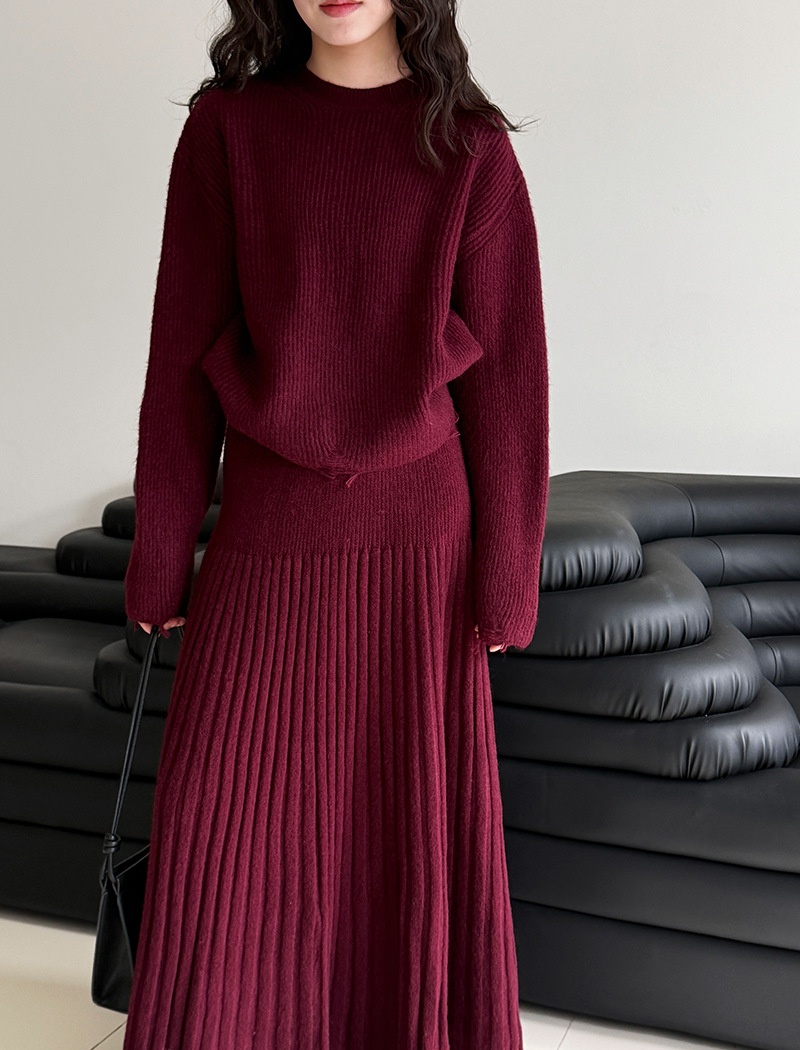 High waist sweater skirt a set for women