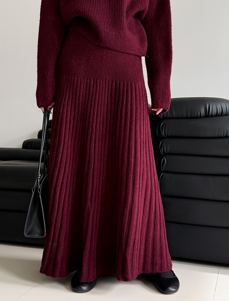 High waist sweater skirt a set for women