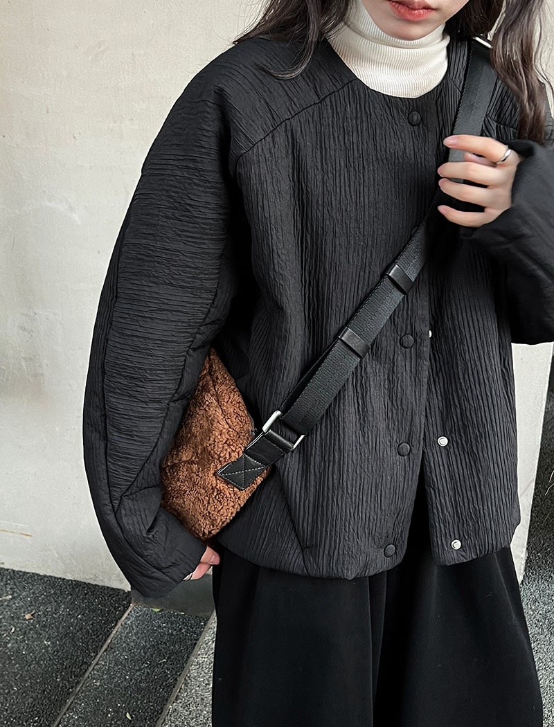 Short round neck tops Casual simple jacket for women