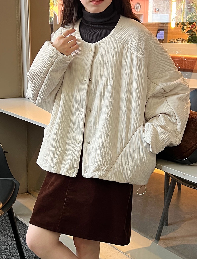 Short round neck tops Casual simple jacket for women