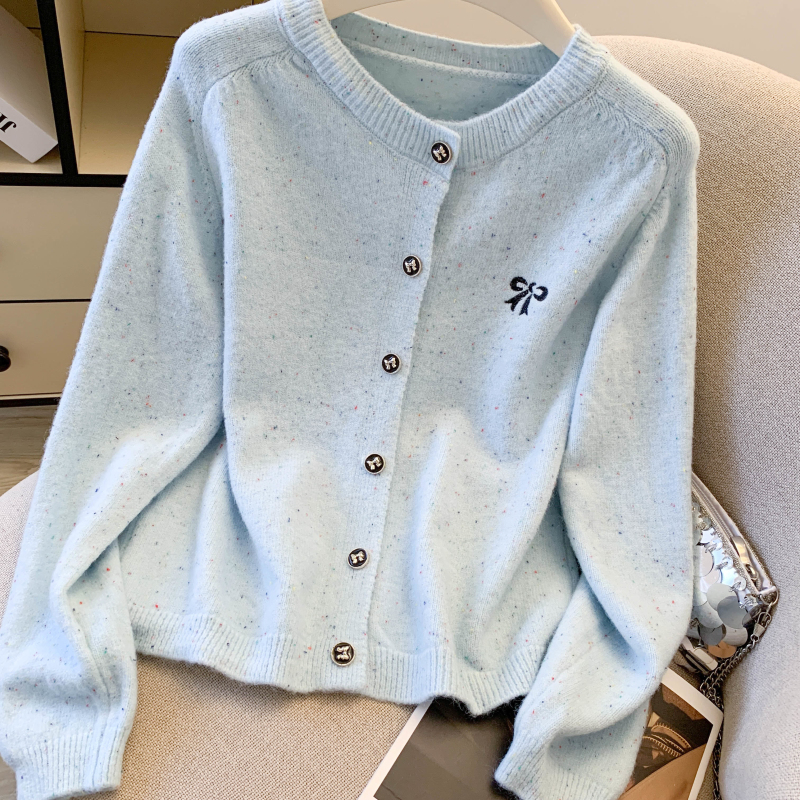 Bow knitted coat autumn and winter cardigan