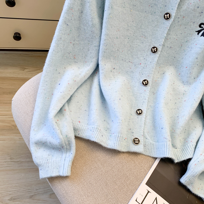 Bow knitted coat autumn and winter cardigan