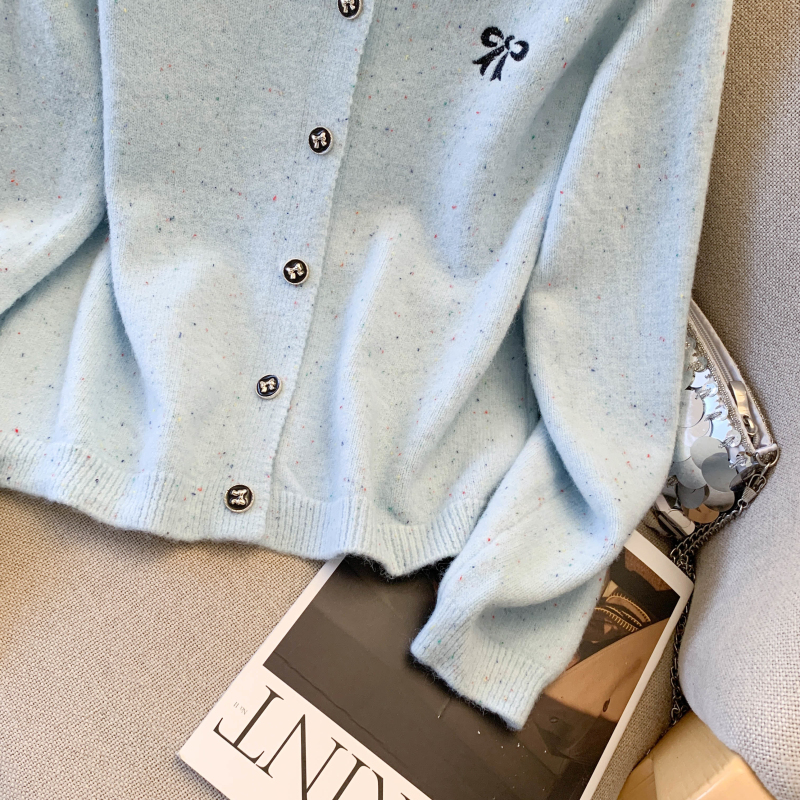 Bow knitted coat autumn and winter cardigan