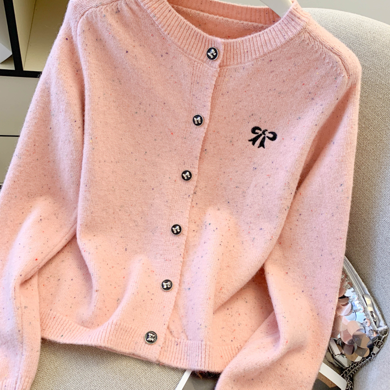 Bow knitted coat autumn and winter cardigan