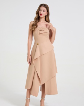 Sexy light formal dress wrapped chest long dress