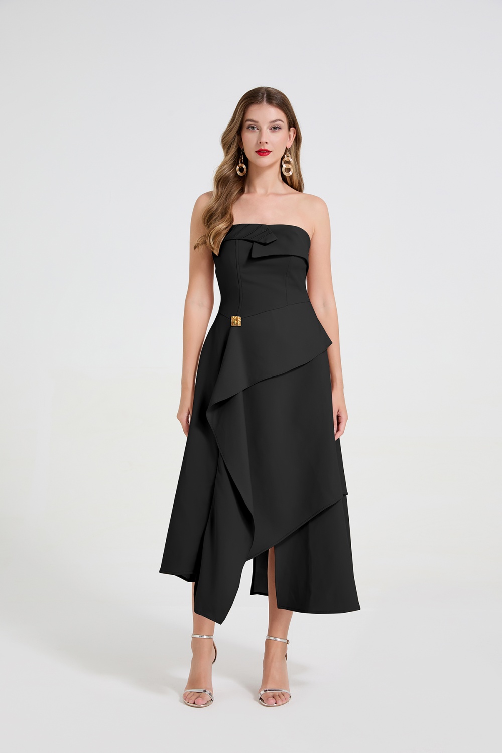 Sexy light formal dress wrapped chest long dress