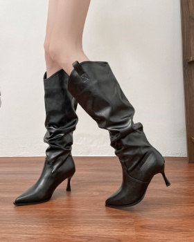 Fold high-heeled thigh boots fine-root boots for women