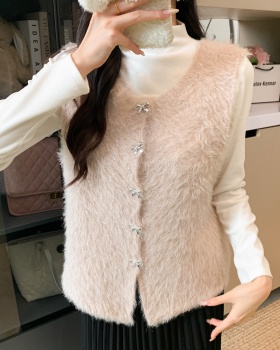 Knitted waistcoat all-match tops