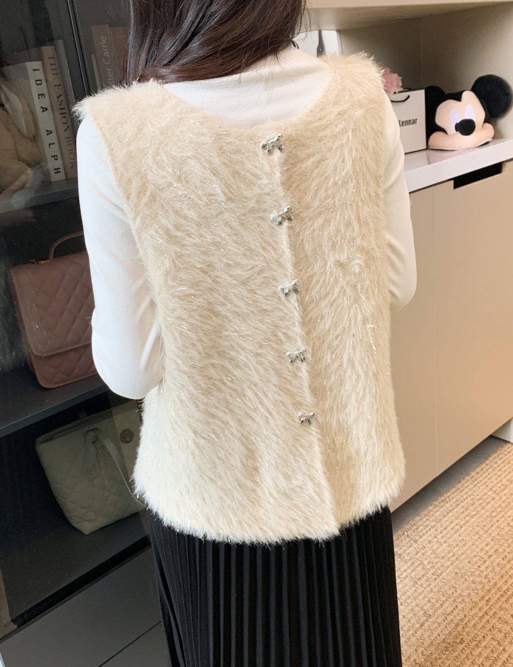 Knitted waistcoat all-match tops