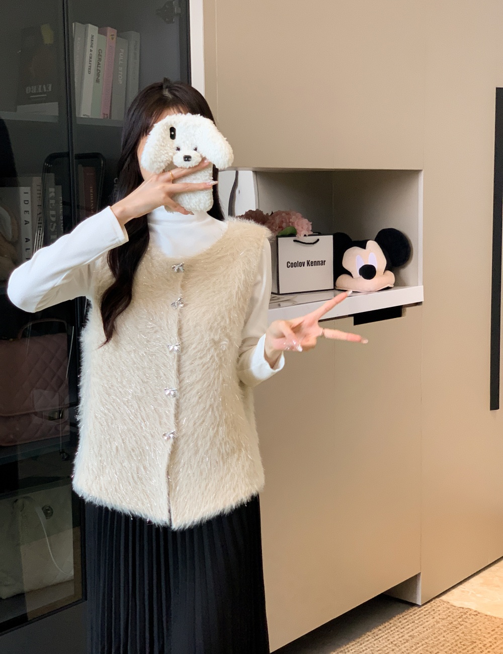 Knitted waistcoat all-match tops