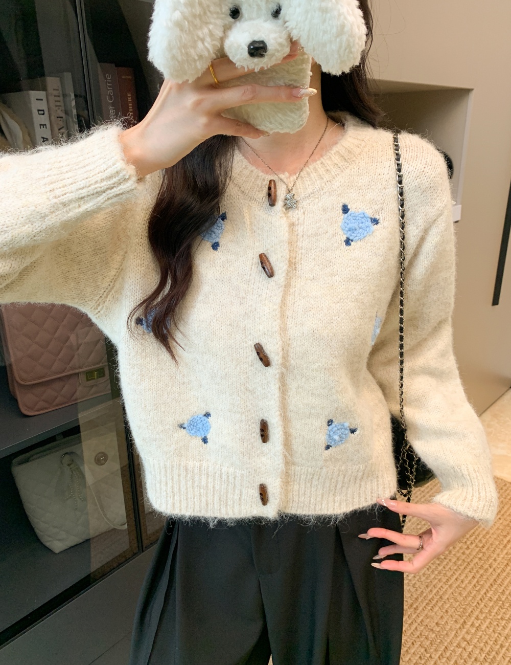 Colors embroidery coat tender sweet sweater