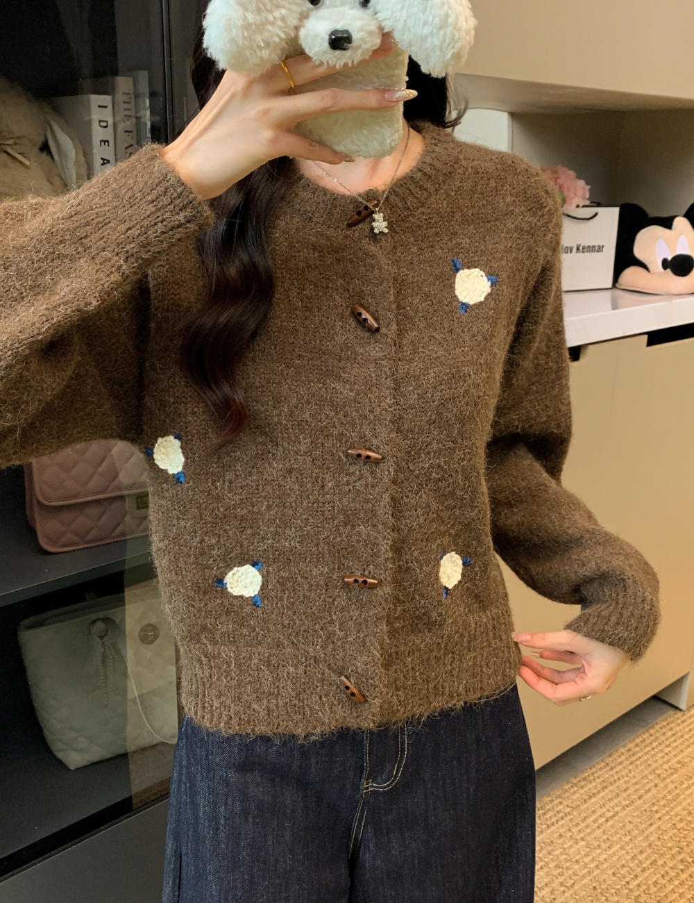 Colors embroidery coat tender sweet sweater