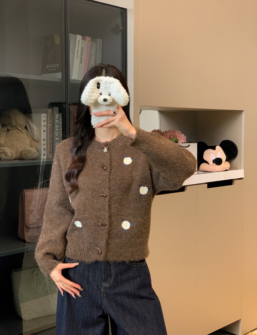 Colors embroidery coat tender sweet sweater