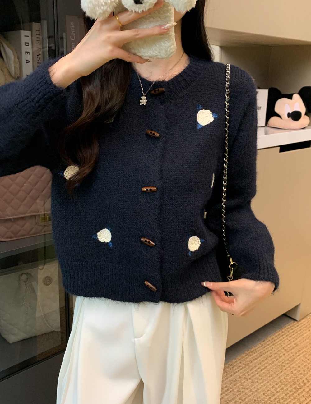 Colors embroidery coat tender sweet sweater