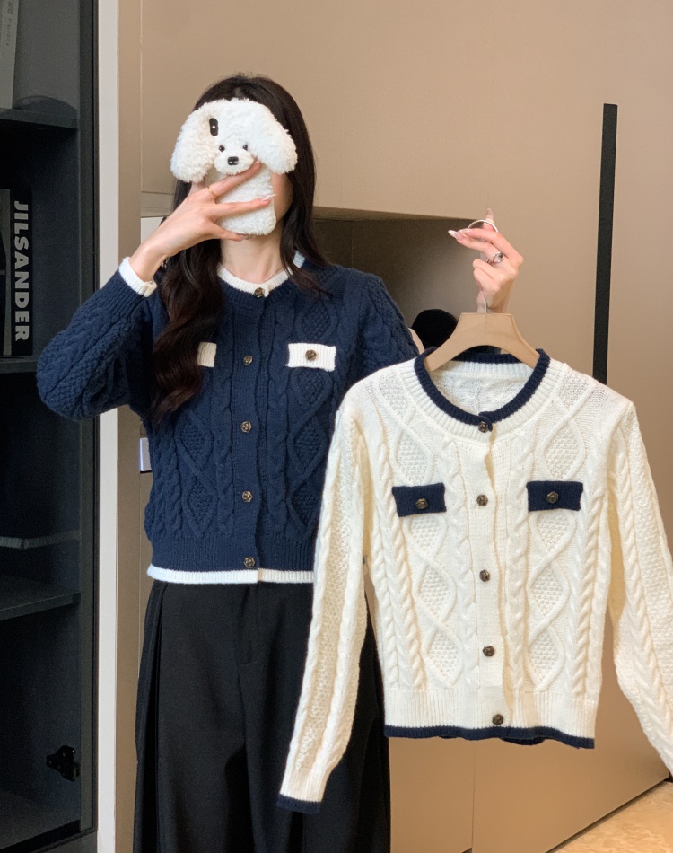 Thick lazy short sweater niche slim knitted cardigan