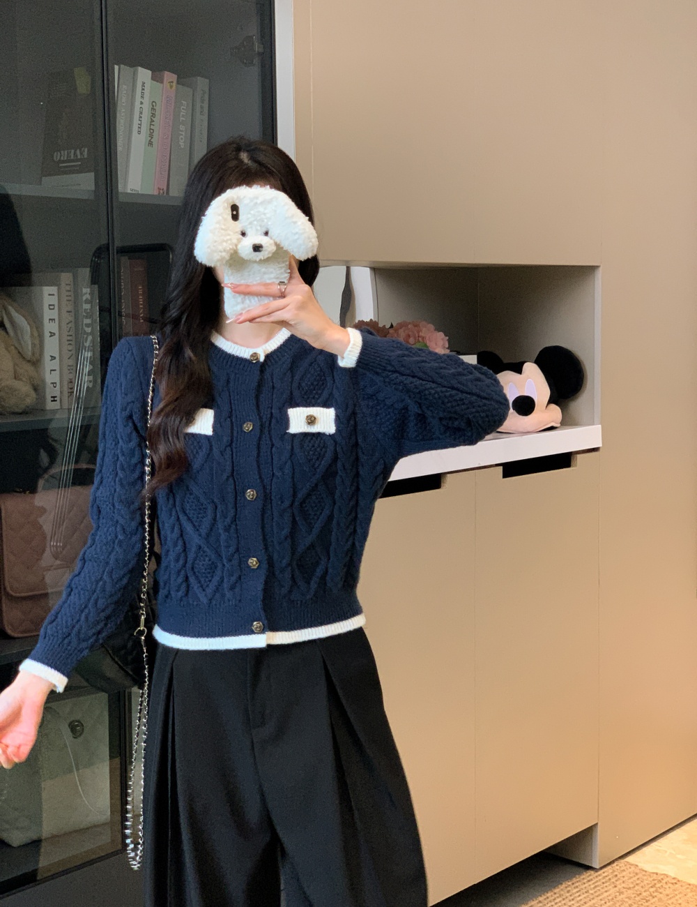 Thick lazy short sweater niche slim knitted cardigan