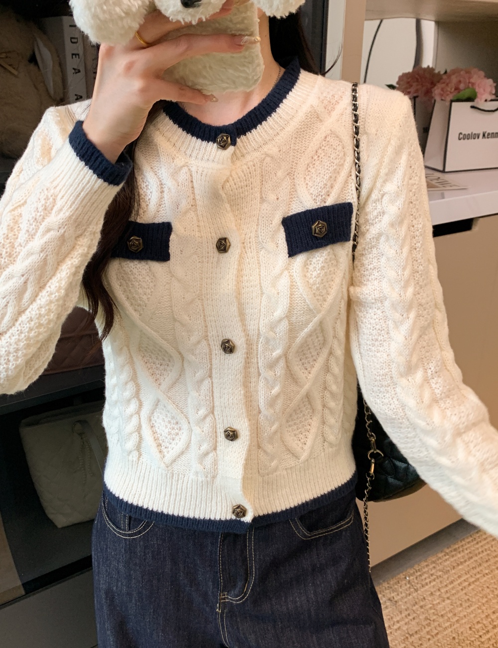 Thick lazy short sweater niche slim knitted cardigan