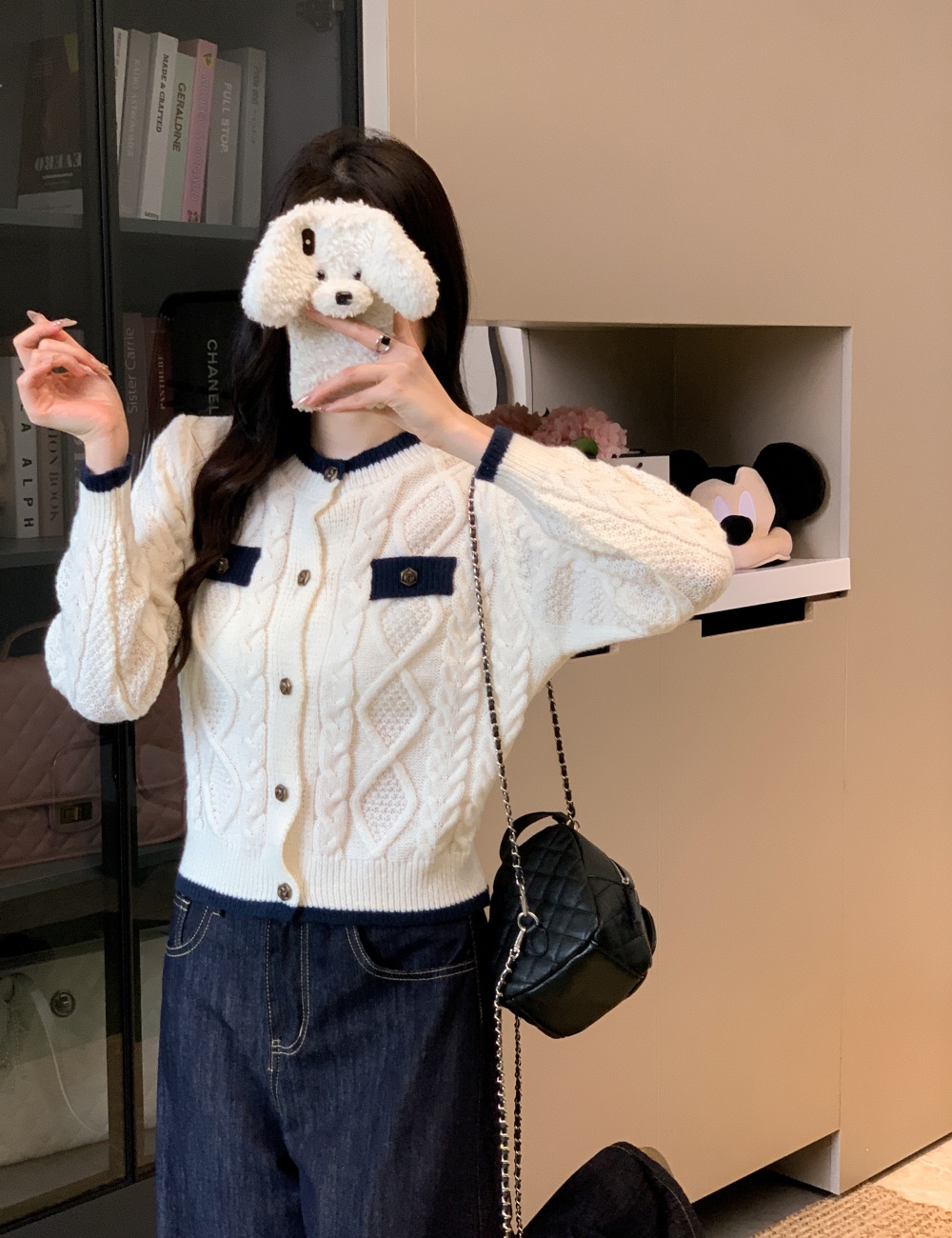 Thick lazy short sweater niche slim knitted cardigan