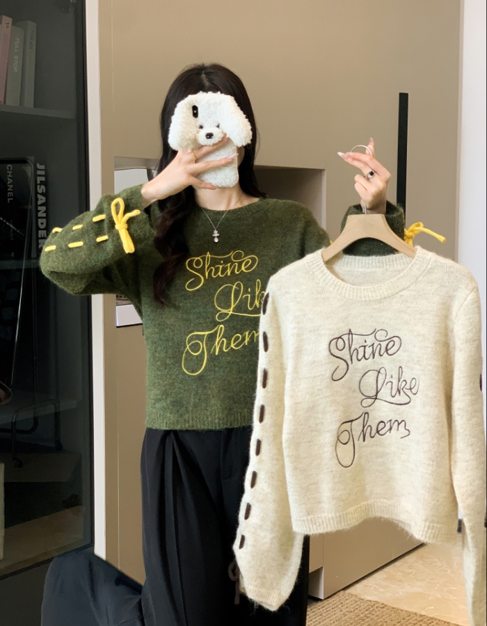 Letters lazy wool sweater autumn and winter unique tops
