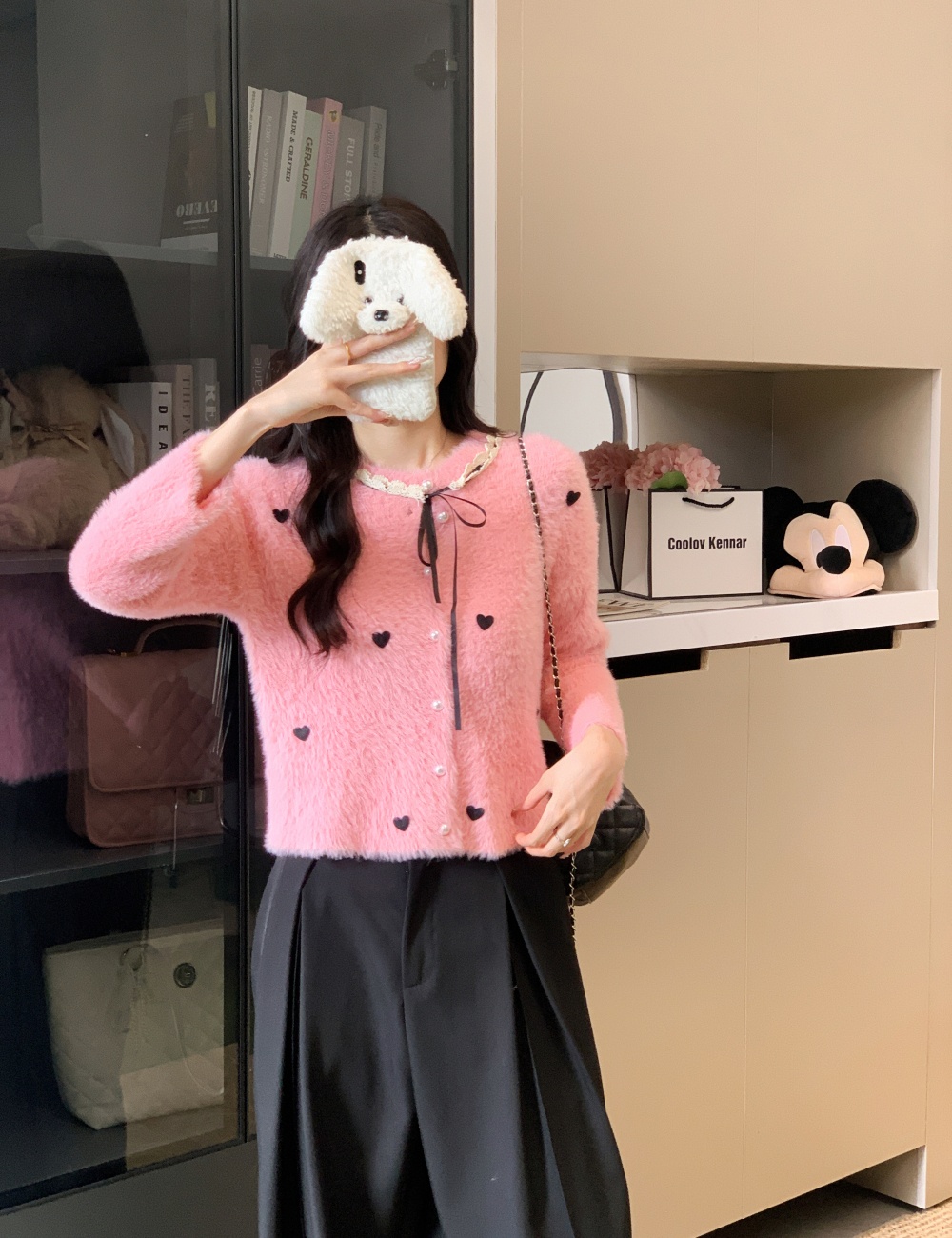 Frenum heart coat Korean style imitation of mink hair tops