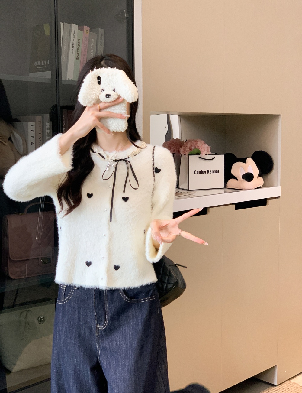 Frenum heart coat Korean style imitation of mink hair tops