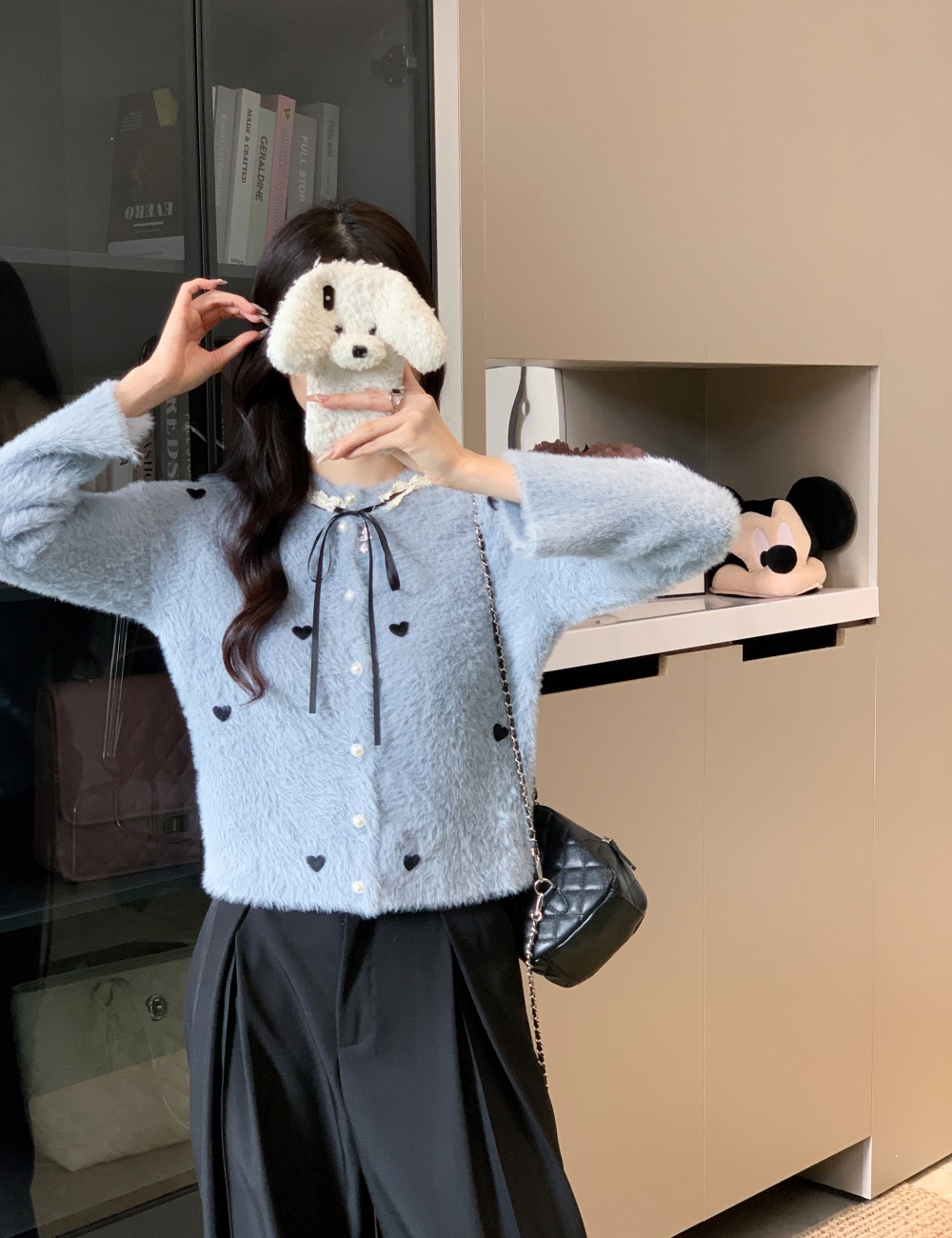 Frenum heart coat Korean style imitation of mink hair tops