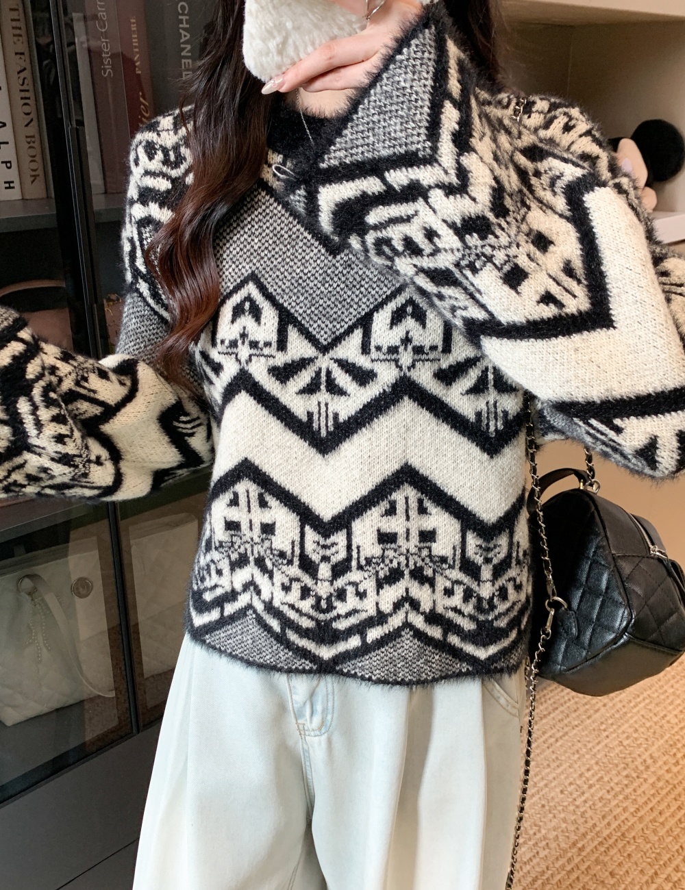 Velvet jacket pullover niche lazy loose sweater