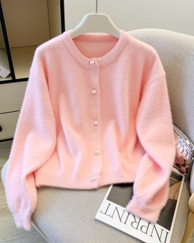 Plush imitation of mink velvet sweater knitted coat for women