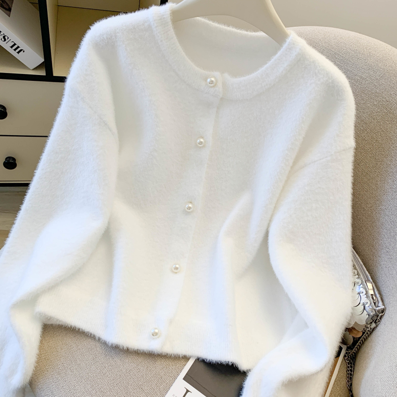 Plush imitation of mink velvet sweater knitted coat for women