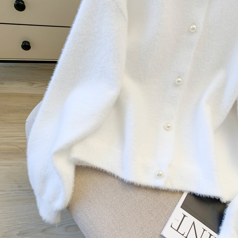 Plush imitation of mink velvet sweater knitted coat for women